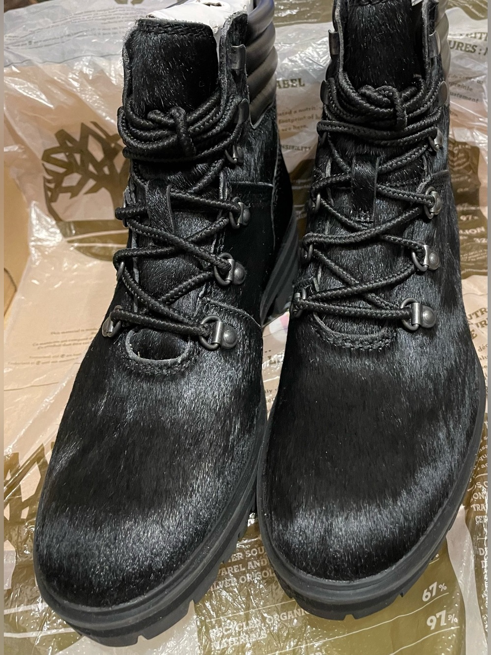 Timberland Black Haircalf Lace-Up Women's Boots